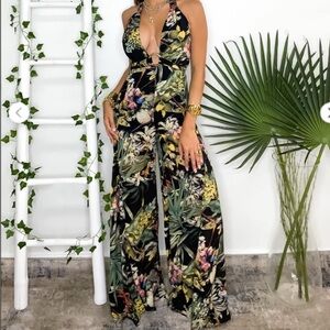 Floral Black Jumpsuit